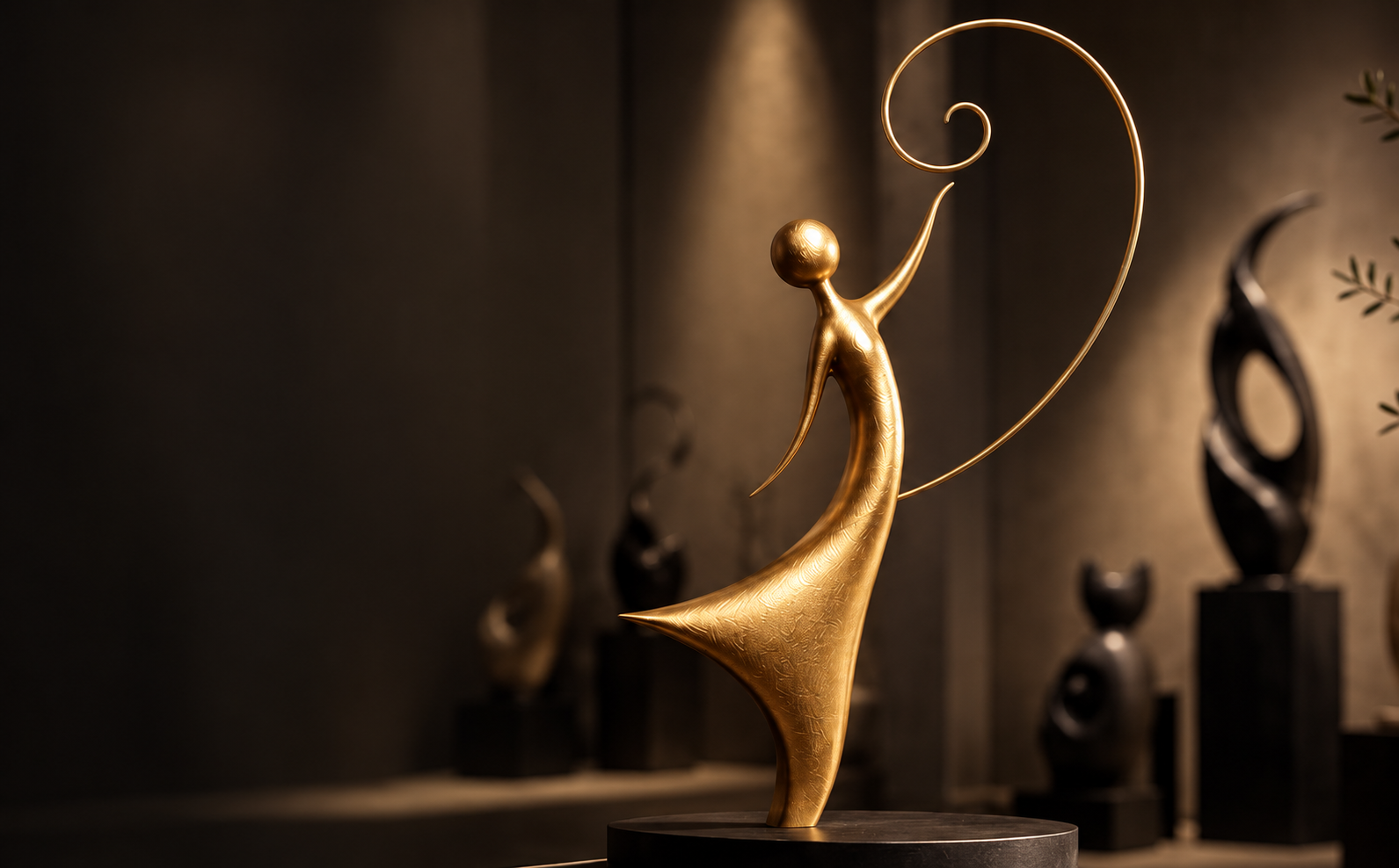 An elegant gold sculpture by Lorraine Delangis